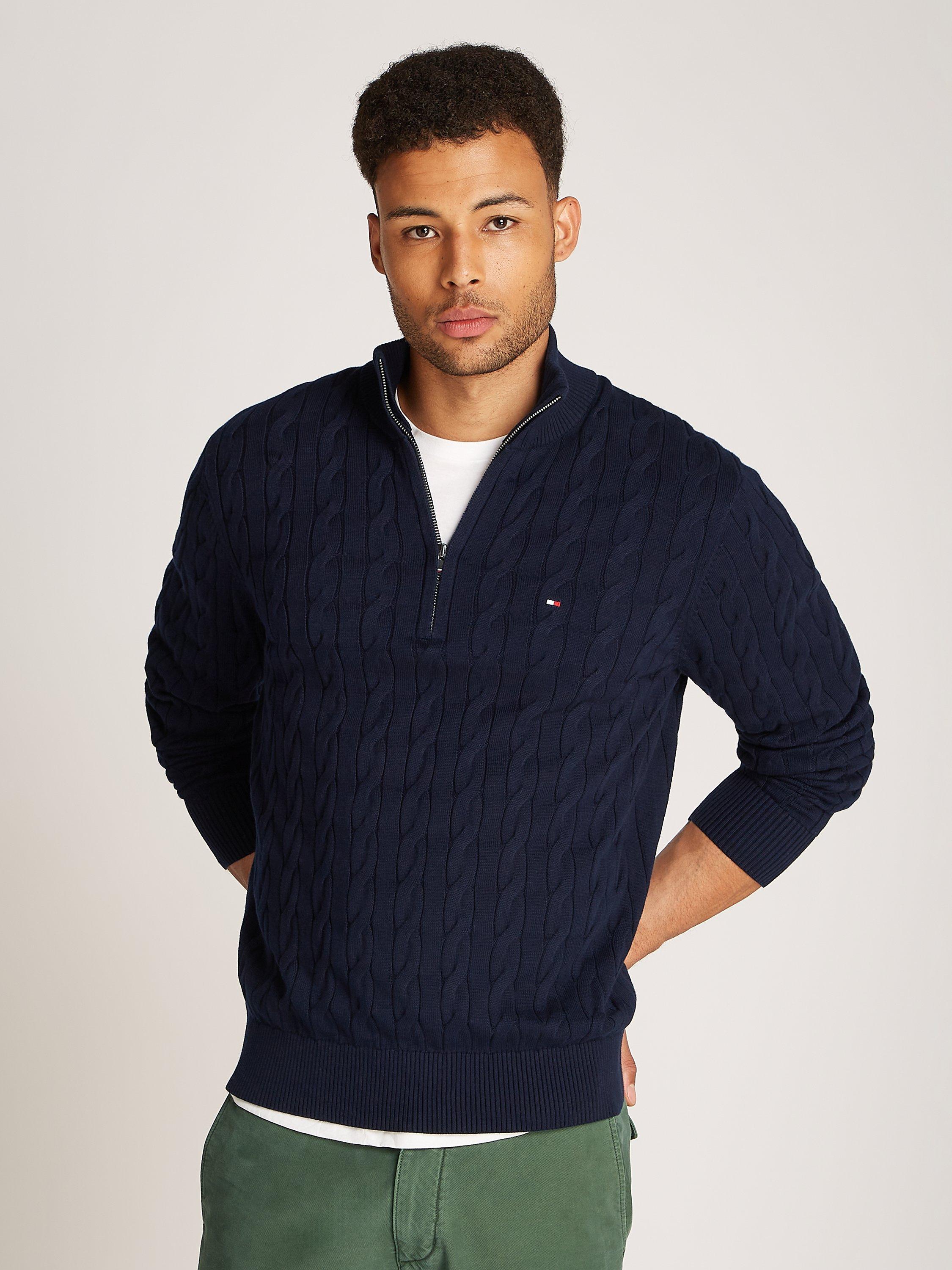 Tommy Hilfiger Cable Knit Zip Jumper Desert Sky