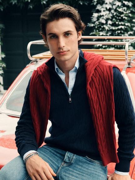 Tommy Hilfiger Cable Knit Half-Zip Jumper - view 2, Desert Sky
