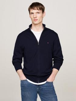 Tommy Hilfiger Cashmere Blend Zip Through Jumper, Nos Desert Sky, Nos Desert Sky