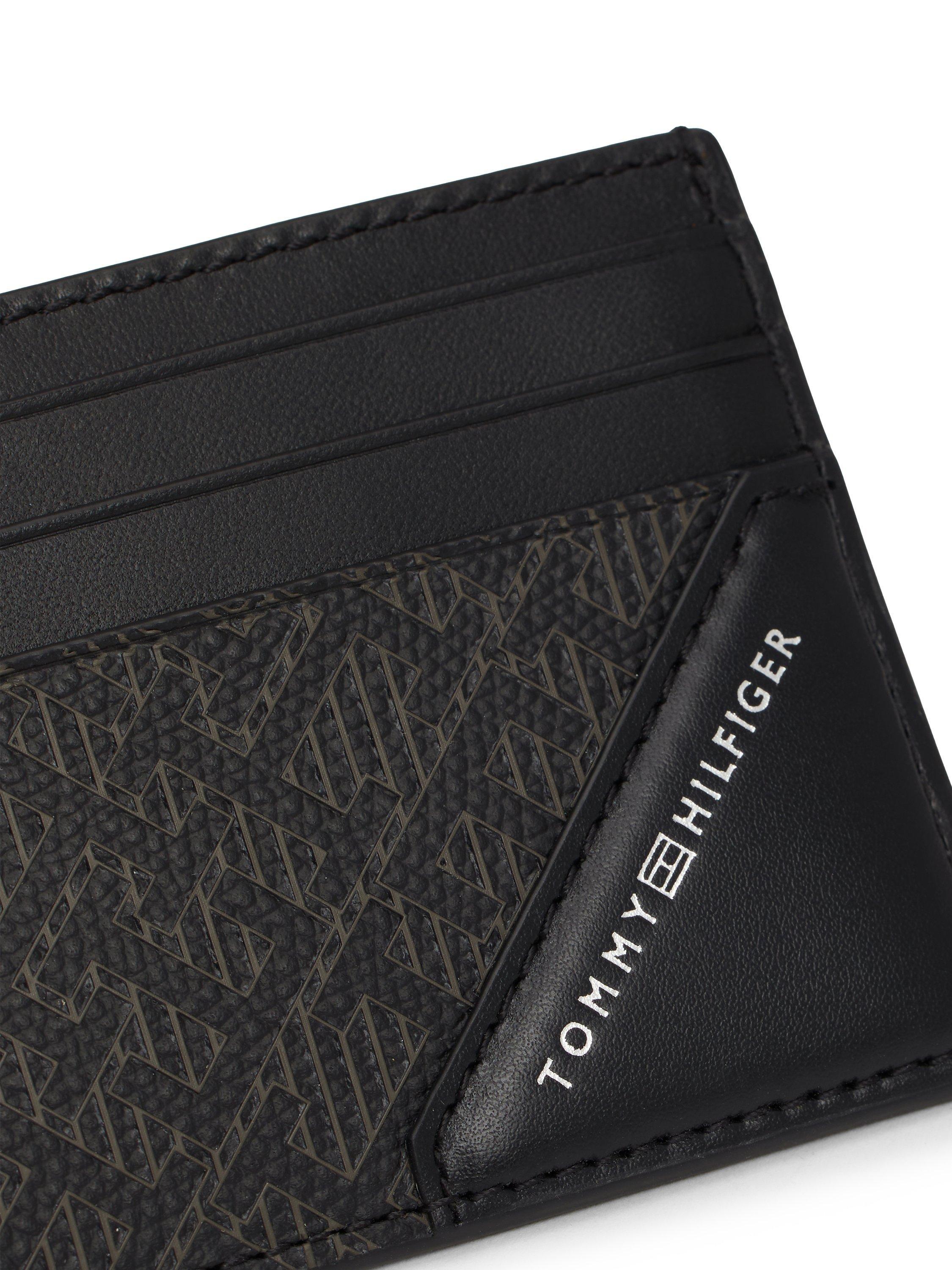 Tommy Hilfiger TH Monogram Leather Card Holder, Black