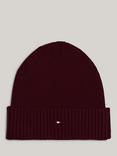 Tommy Hilfiger Flag Beanie Hat, One Size, Deep Rouge