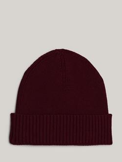 Tommy Hilfiger Flag Logo Beanie Hat - view 2, Deep Rouge