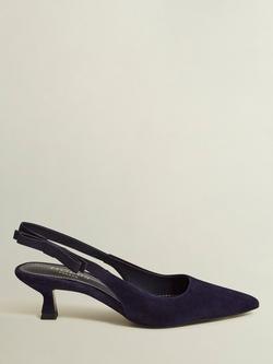Hobbs Safia Suede Slingback Kitten Heel Court Shoes, Midnight, Midnight