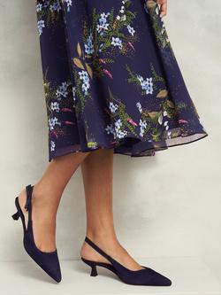 Hobbs Safia Suede Slingback Kitten Heel Court Shoes, Midnight - view 2, Midnight