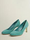 Hobbs Lizzie Suede Court Shoes, Deep Aqua Green