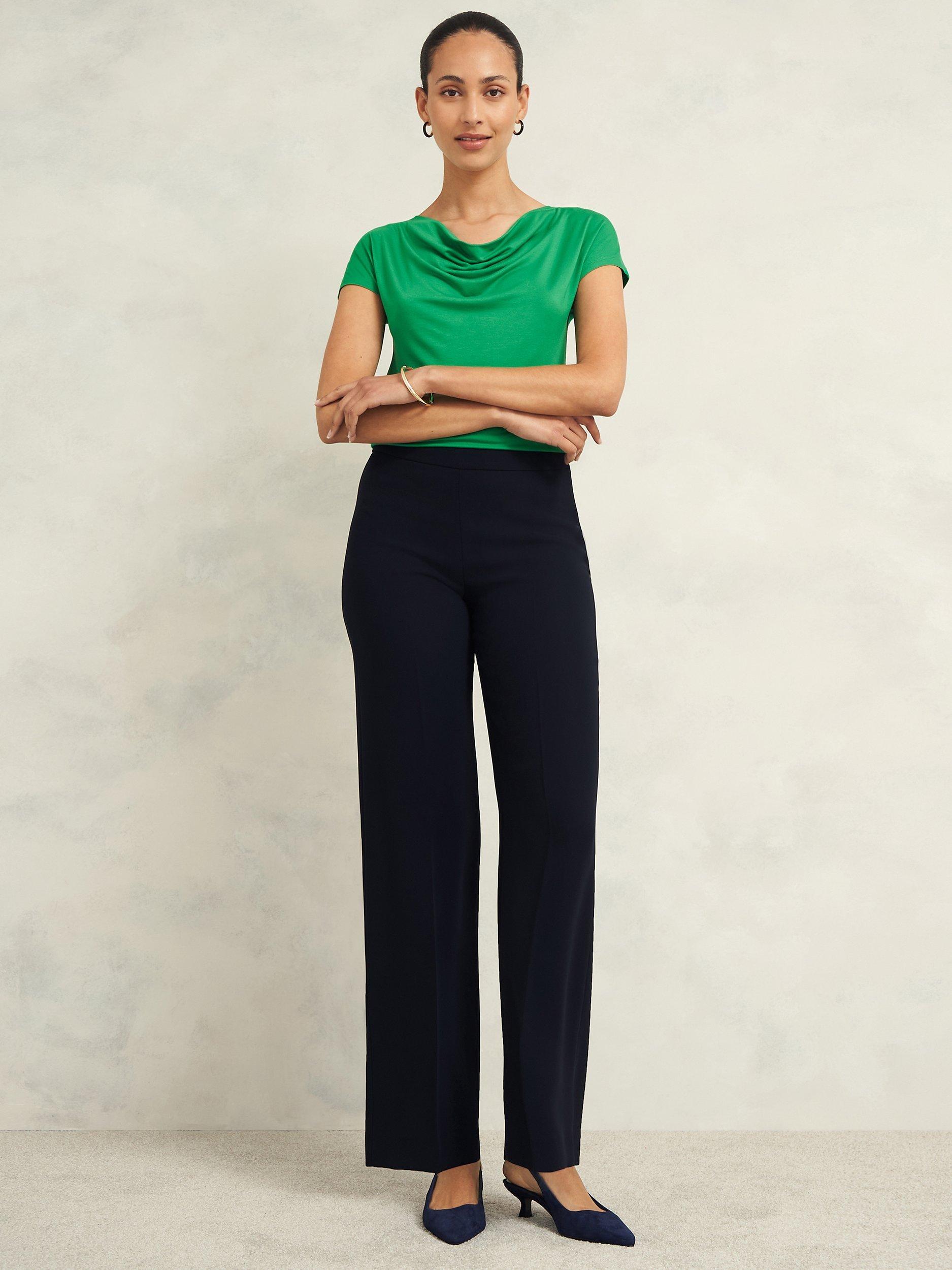 Hobbs Cathy Drape Neck Top, Green