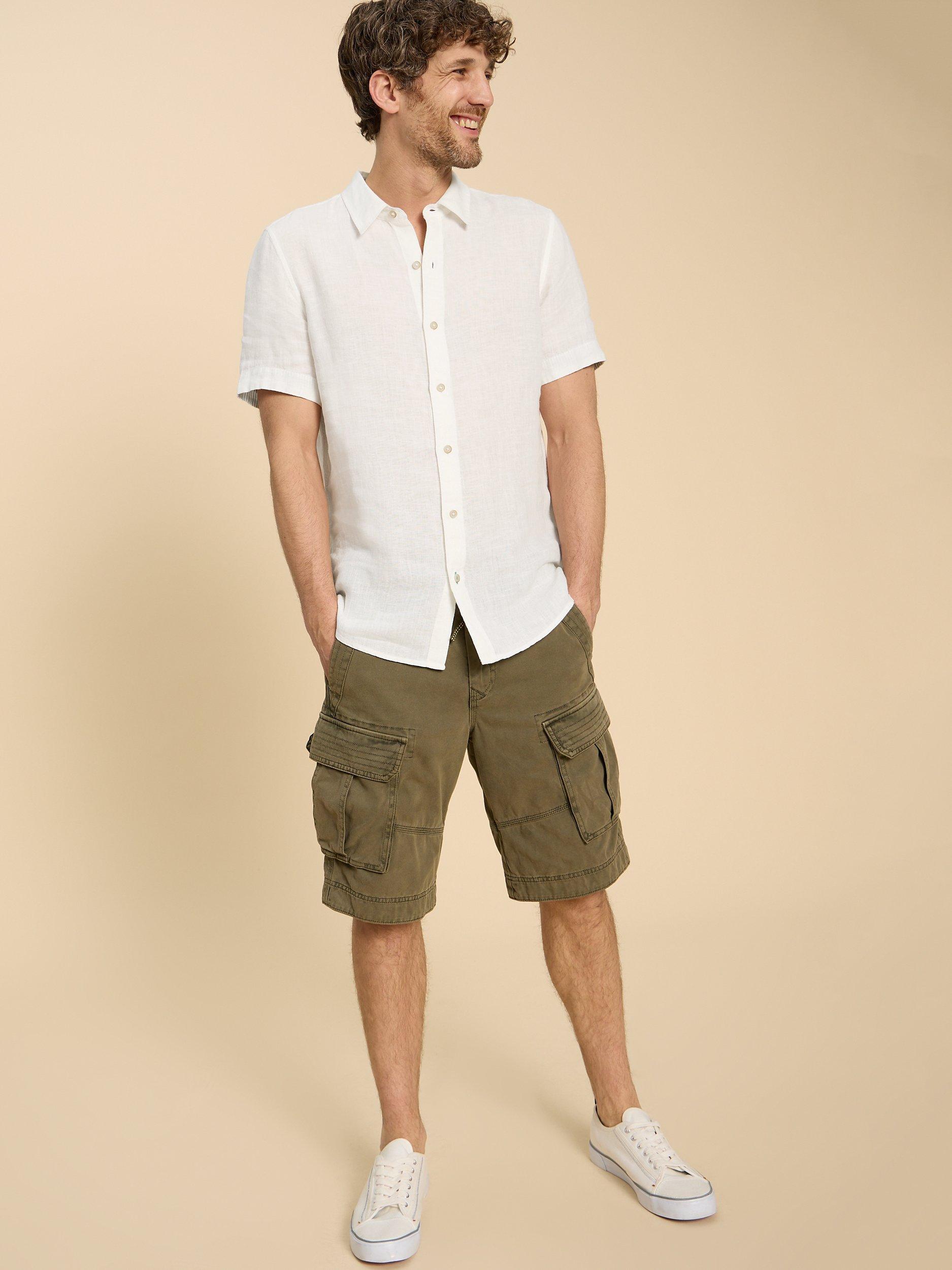 Product image 1 of 6, which shows White Stuff Pembroke Short Sleeve Linen Shirt, White, XS