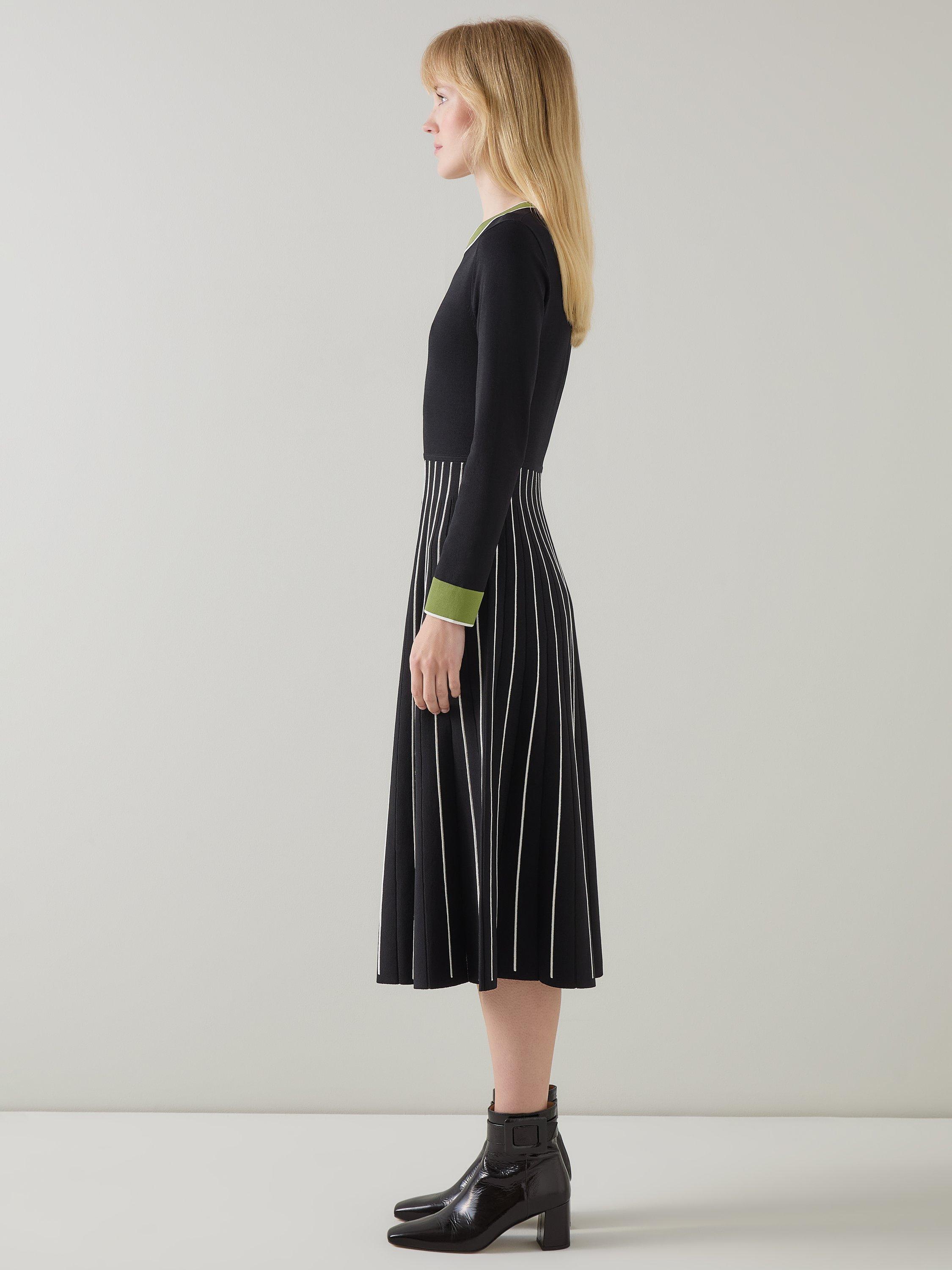 Product image 2 of 5, which shows L.K.Bennett Fara Knit Dress, Black/Multi, M