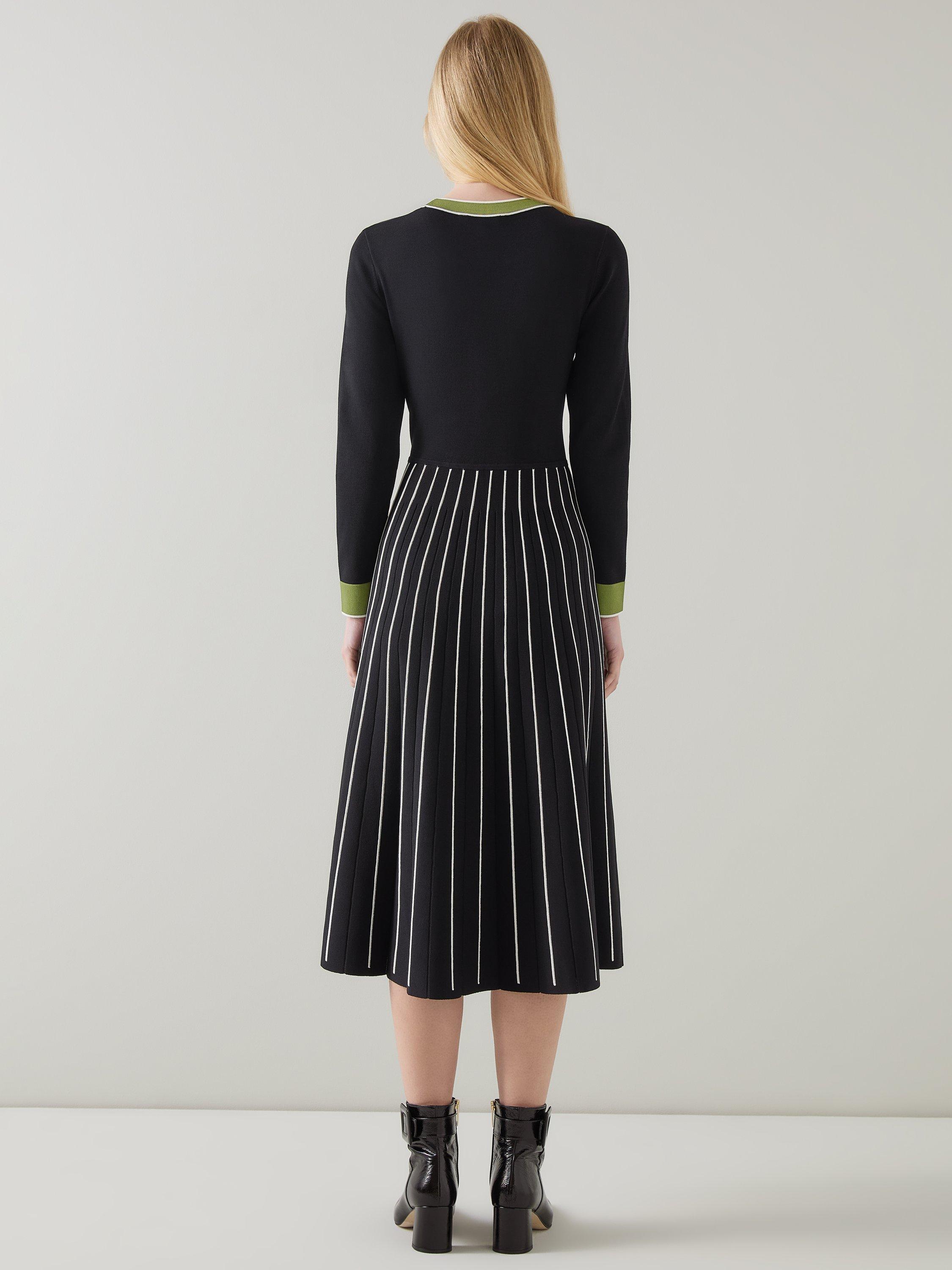 Product image 3 of 5, which shows L.K.Bennett Fara Knit Dress, Black/Multi, M
