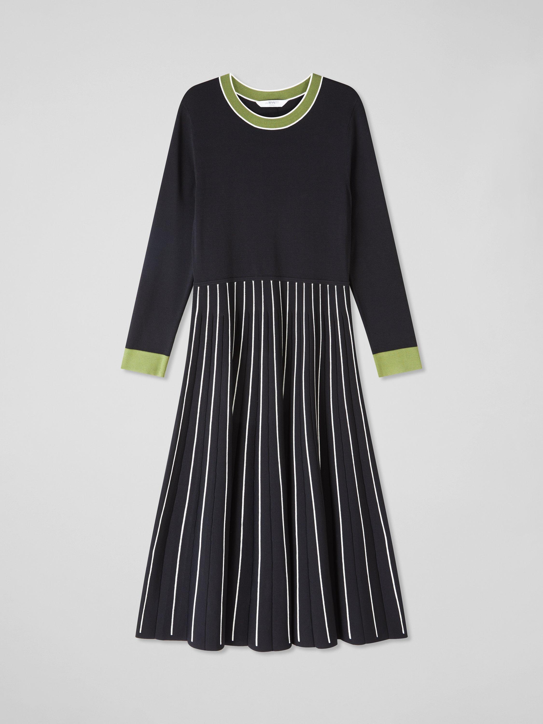Product image 5 of 5, which shows L.K.Bennett Fara Knit Dress, Black/Multi, M
