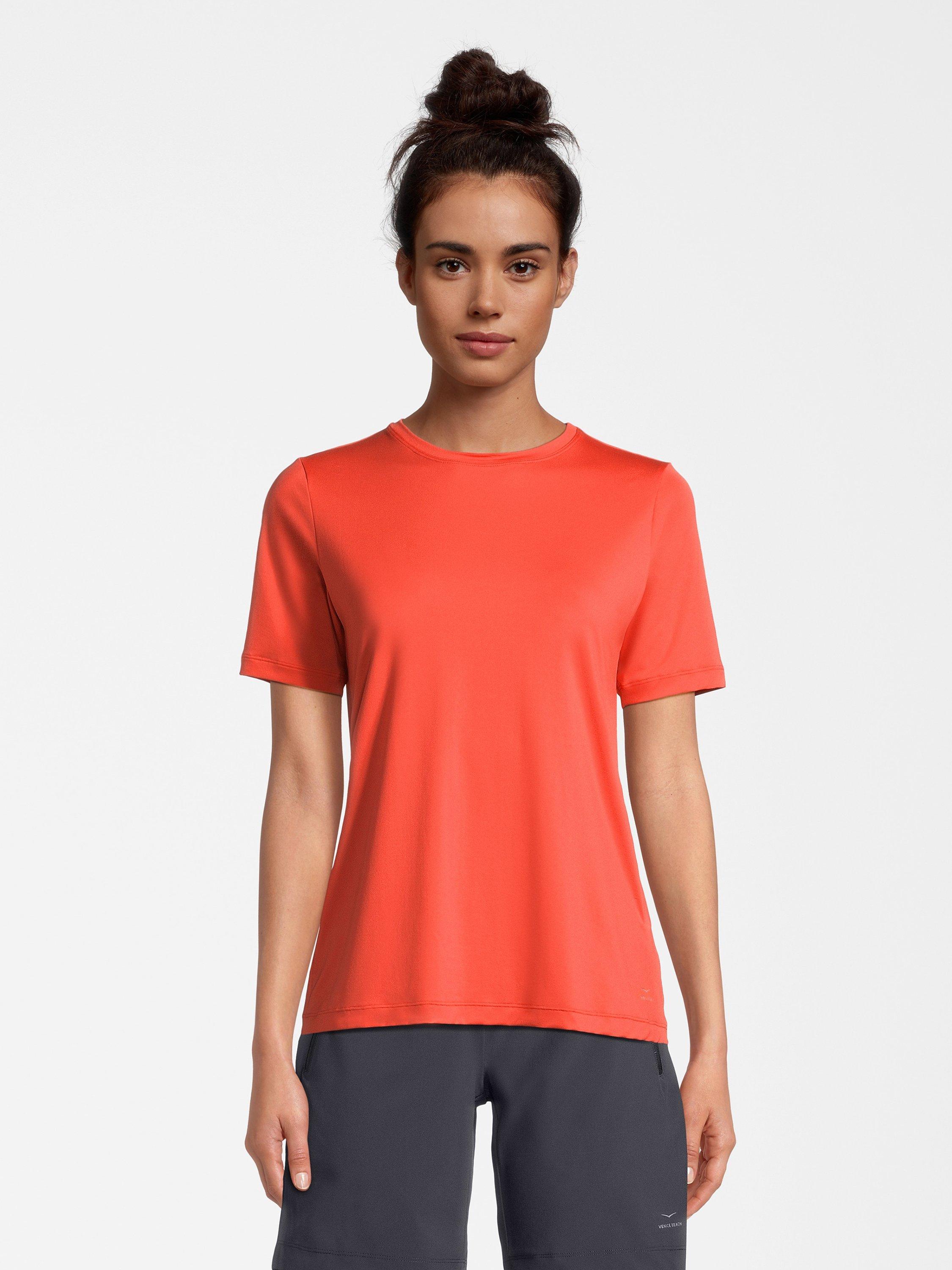 Product image 1 of 7, which shows Venice Beach Women's Sia Sports T-shirt , Sunset Orange, S