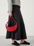 HUSH Rory Crescent Leather Bag, Red Patent