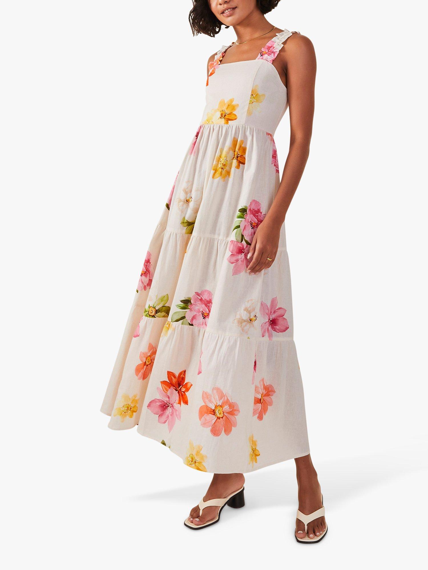 Accessorize Floral Tiered Maxi Dress Ivory