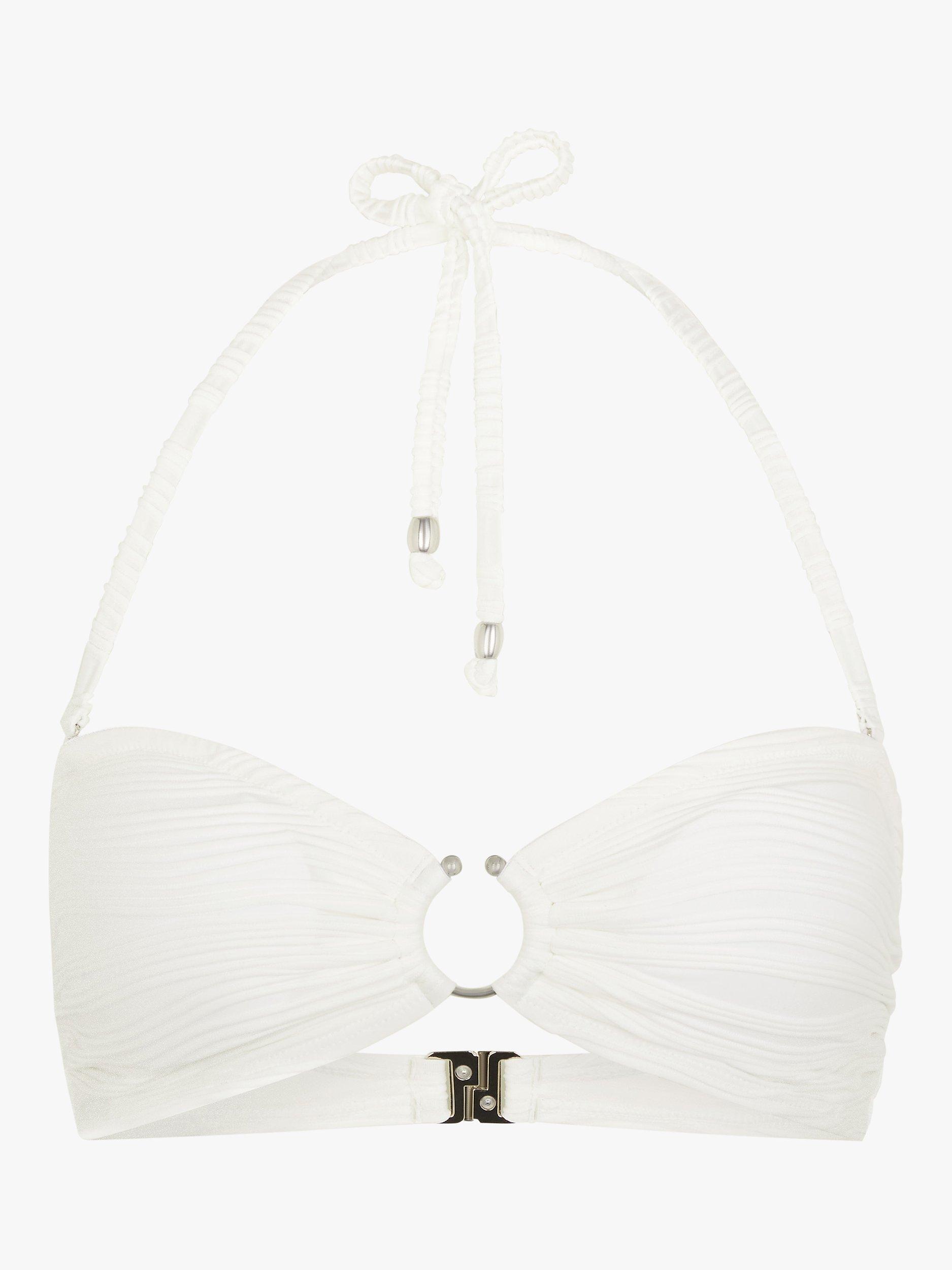 Accessorize Textured Bandeau Bikini Top, Ivory, 6