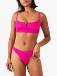 Accessorize Ribbed Cropped Bikini Top, Pink