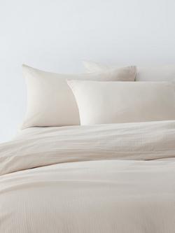 John Lewis Cotton Muslin Duvet Cover Set, Natural