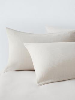 John Lewis Cotton Muslin Duvet Cover Set - view 2, Natural