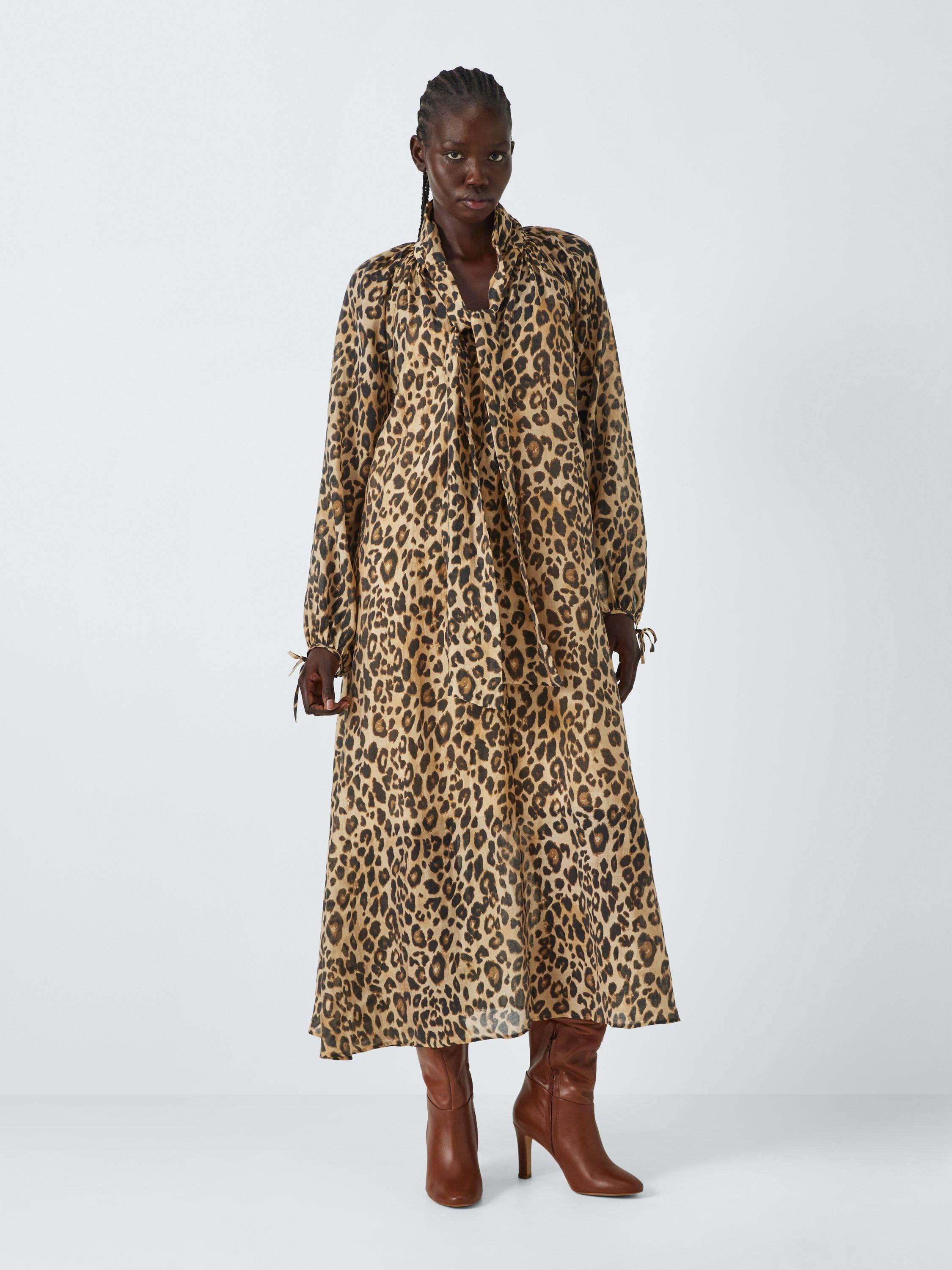 Product image 1 of 7, which shows AND/OR Josie Leopard Print A-Line Maxi Dress, Multi, 6