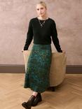 Brora Liberty Print Jersey Skirt, Emerald/Peacock