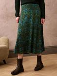 Brora Liberty Print Jersey Skirt, Emerald/Peacock