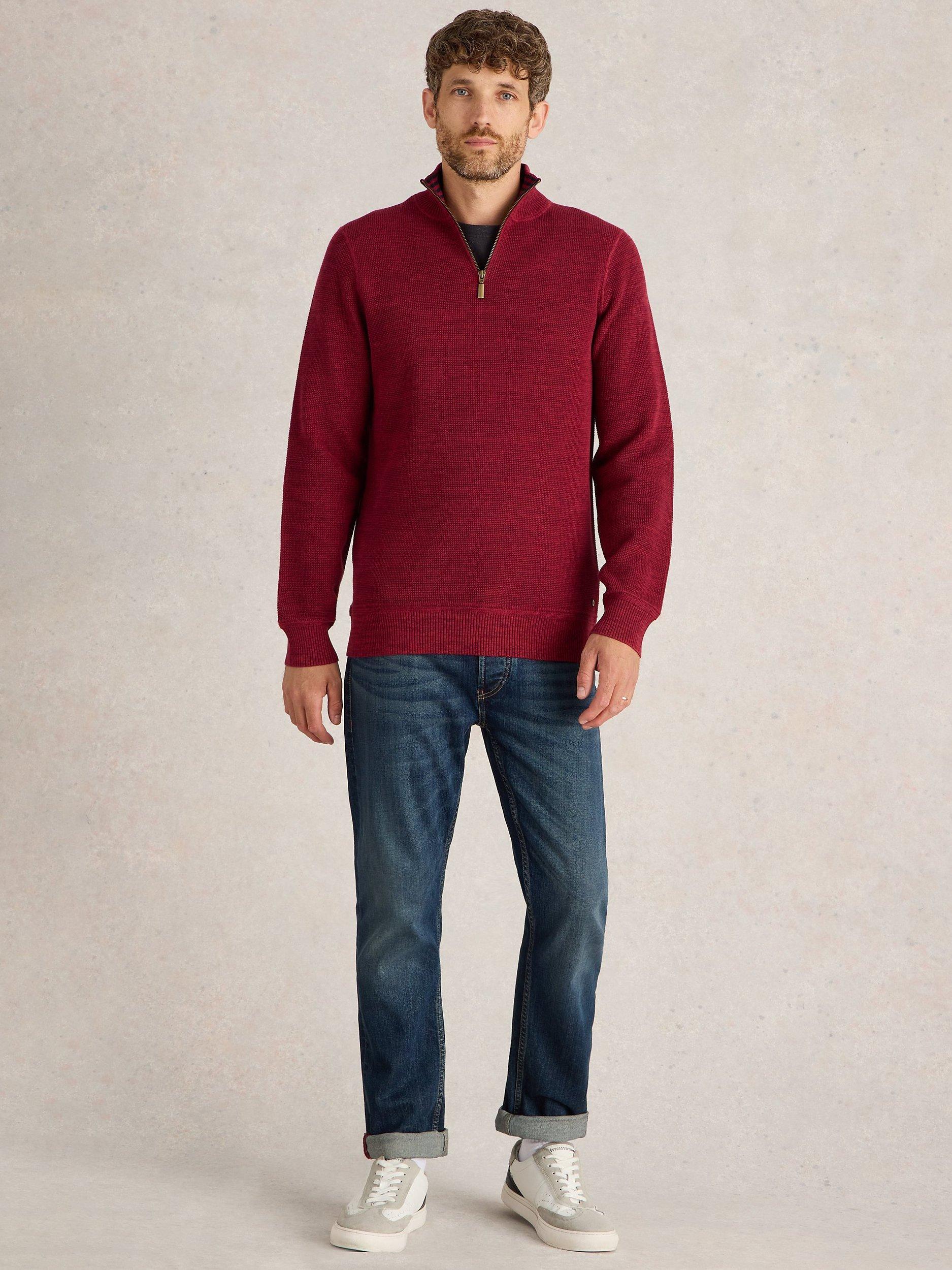 Product image 1 of 6, which shows White Stuff Attadale Funnel Neck Jumper, Deep Red, XS