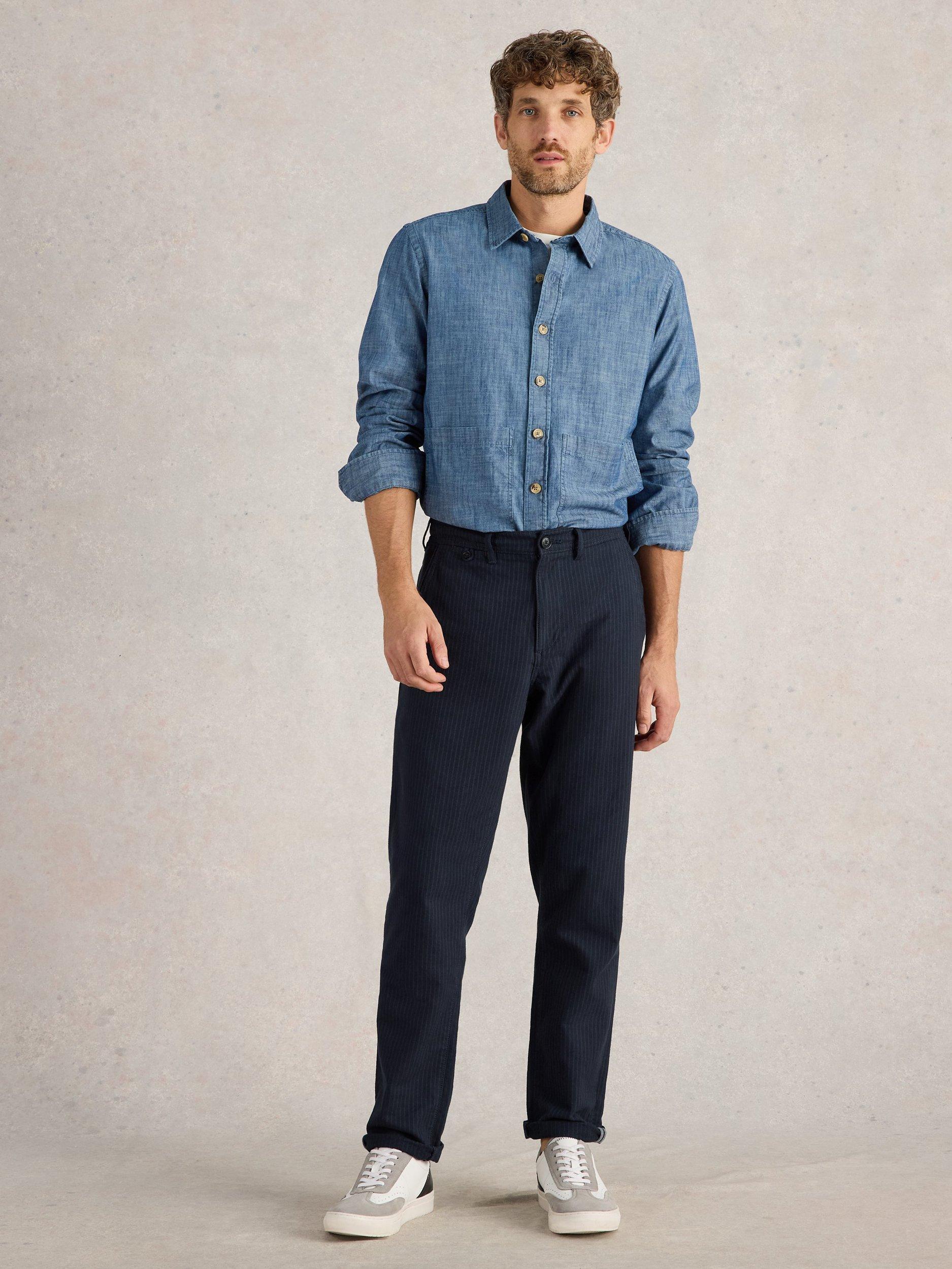 White Stuff Pinstripe Trousers, Navy/Blue