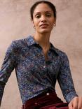 Brora Liberty Print Jersey Shirt, Electric Blue Bird