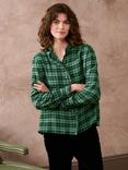 Brora Plaid Frill Collar Linen Blend Blouse