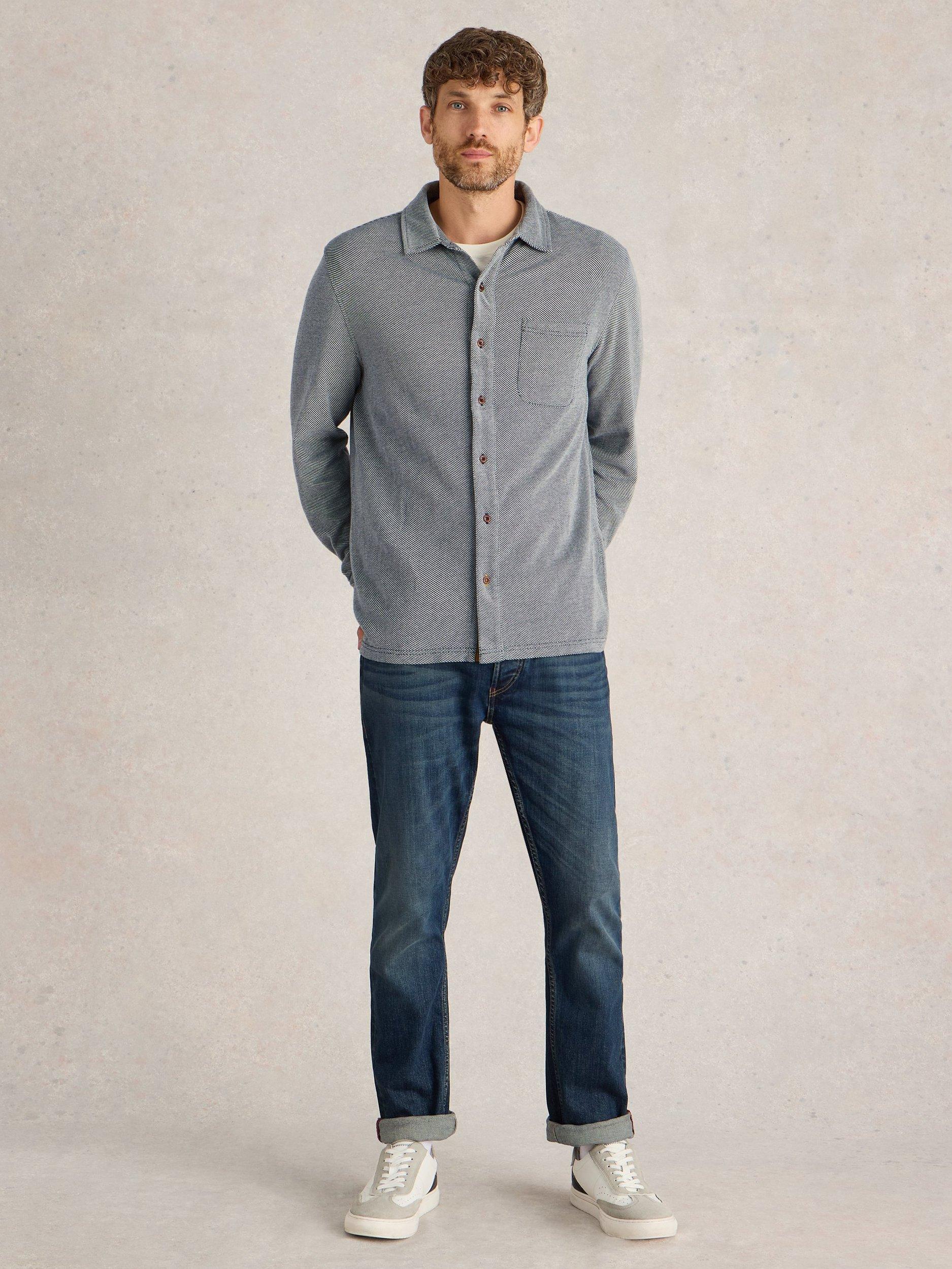 White Stuff Cotton Jersey Pique Shirt, Grey