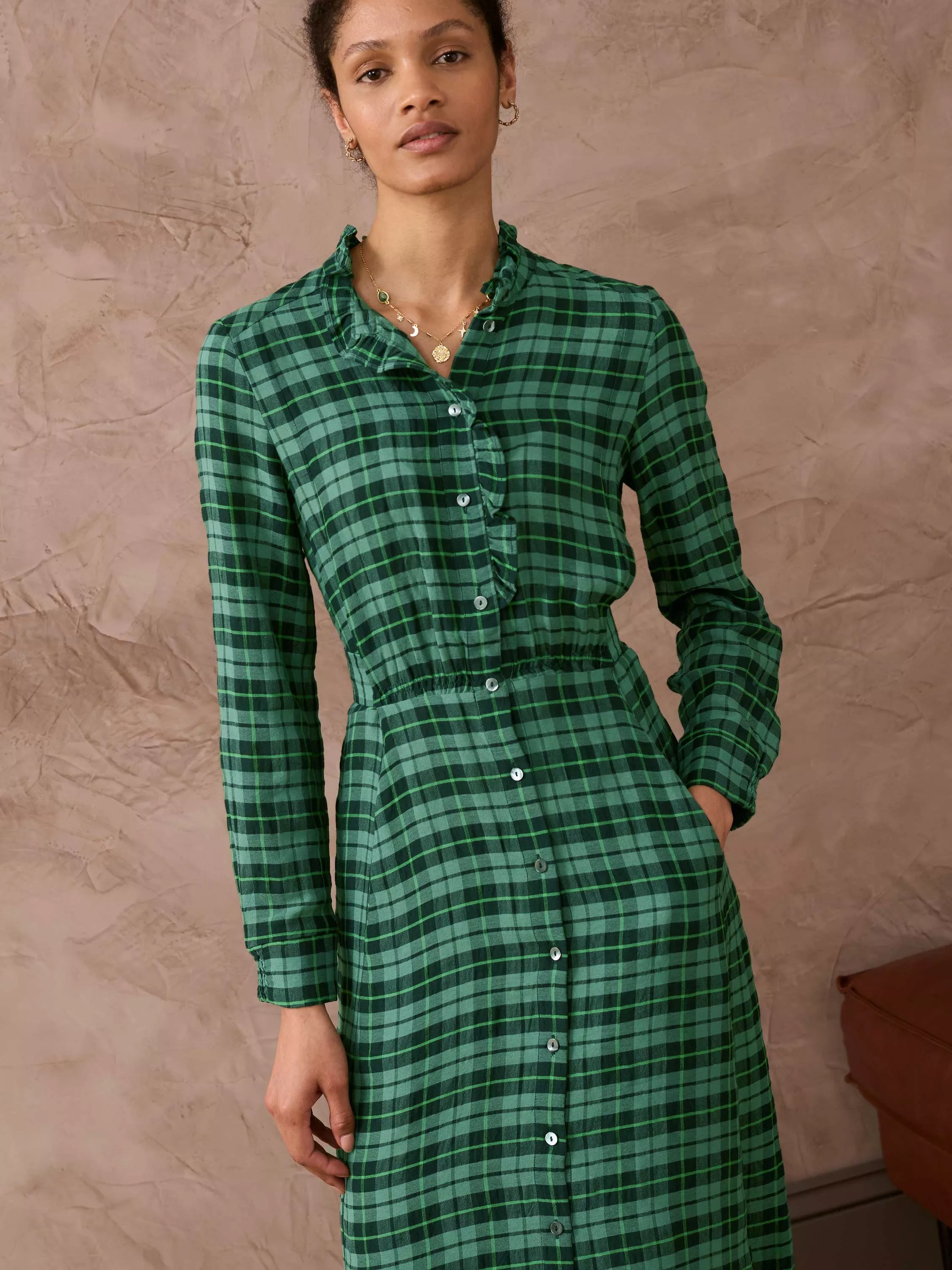 Plaid button up dress on sale