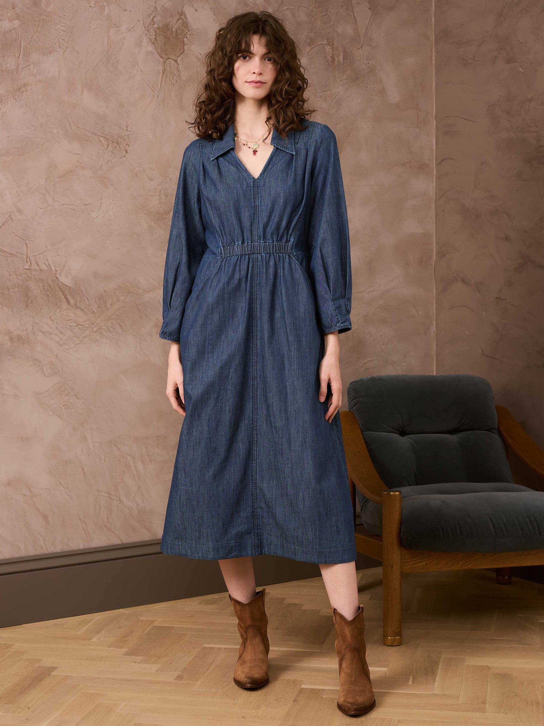 Brora Organic Cotton Denim Utility Dress Indigo