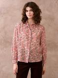 Brora Graphic Silk Blend Shirt, Rosehip/Claret