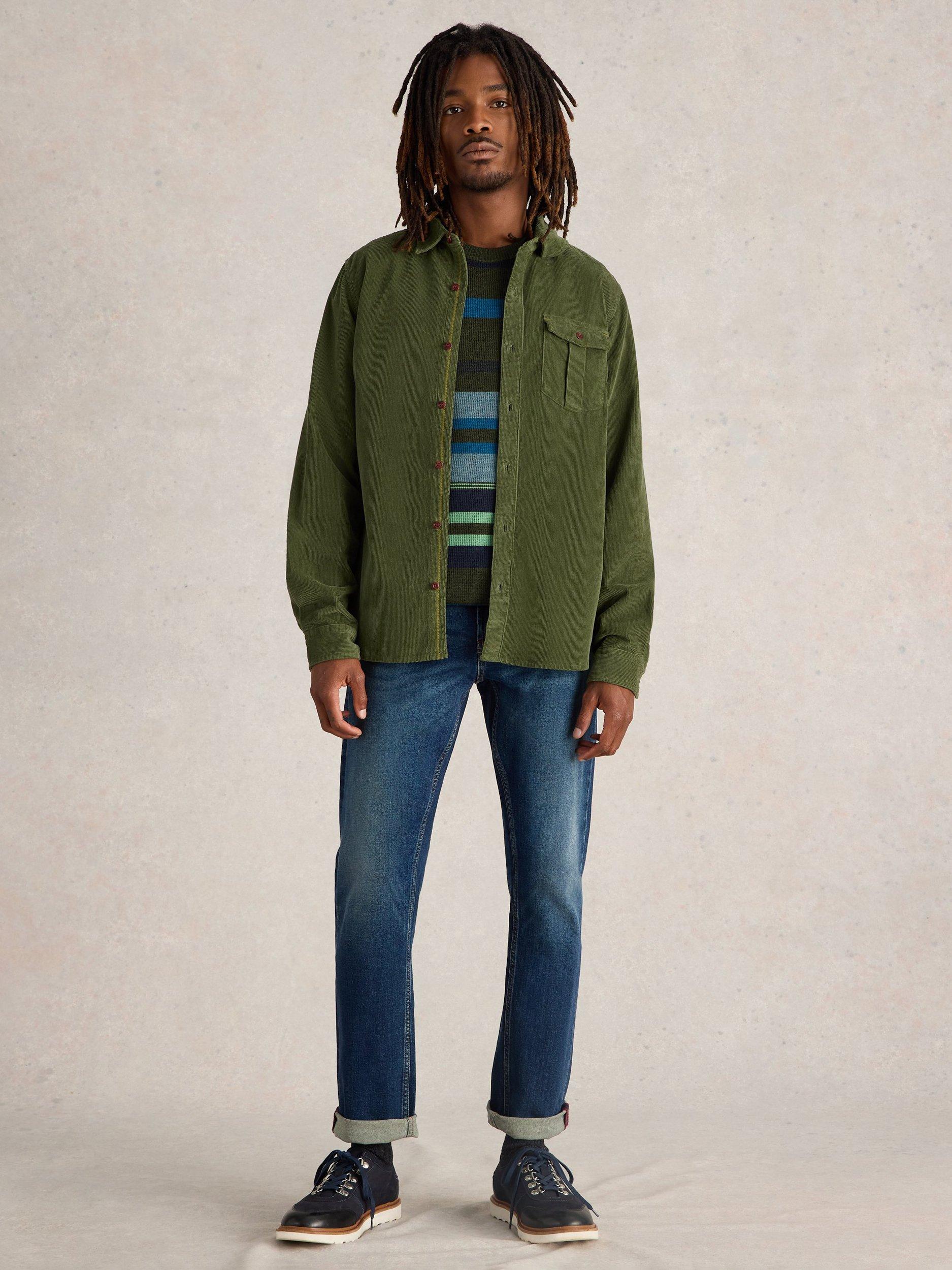 White Stuff Griffin Corduroy Shirt, Mid Green