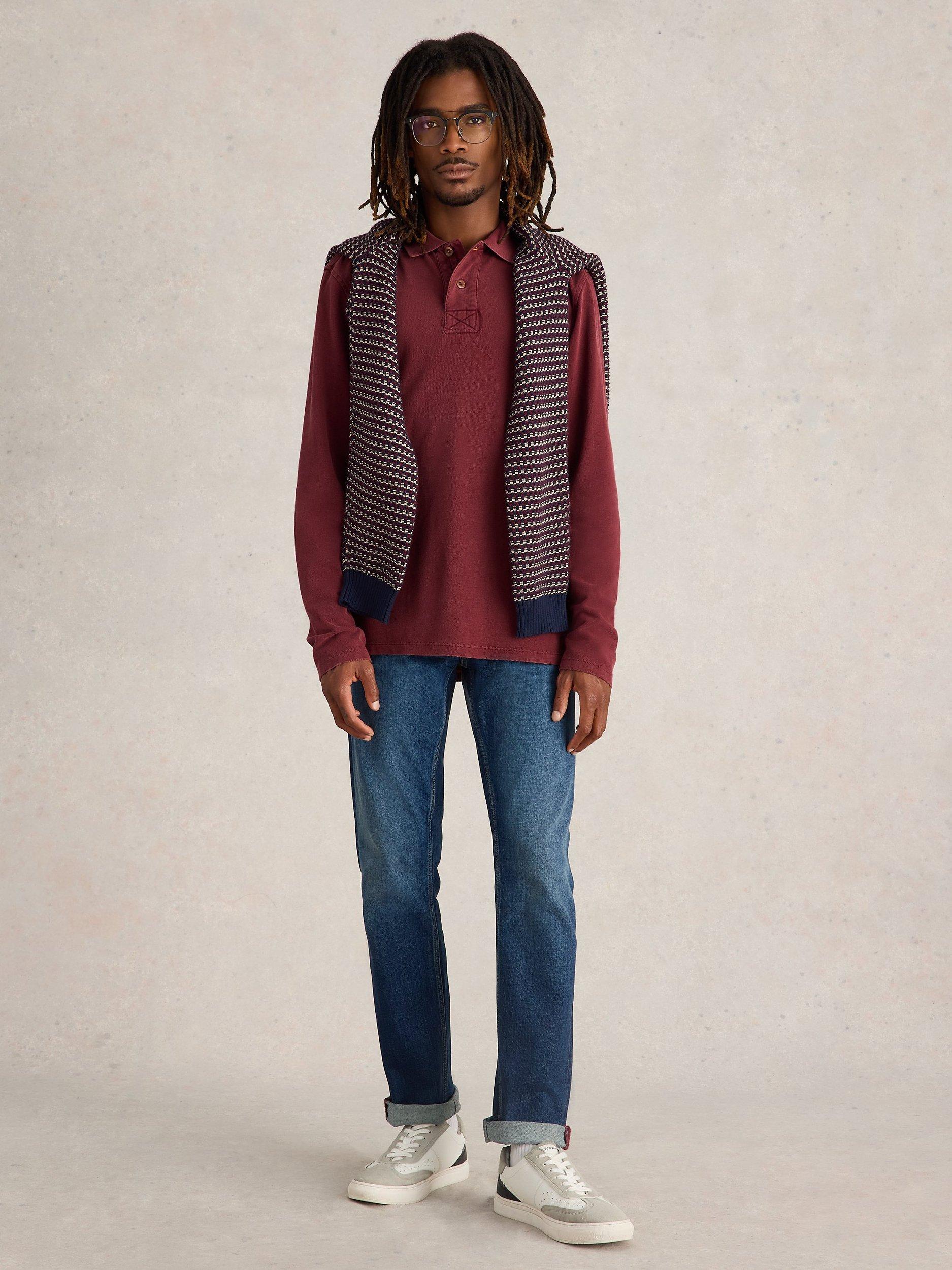 Product image 1 of 6, which shows White Stuff Long Sleeve Utility Polo Shirt, Plum, XXL