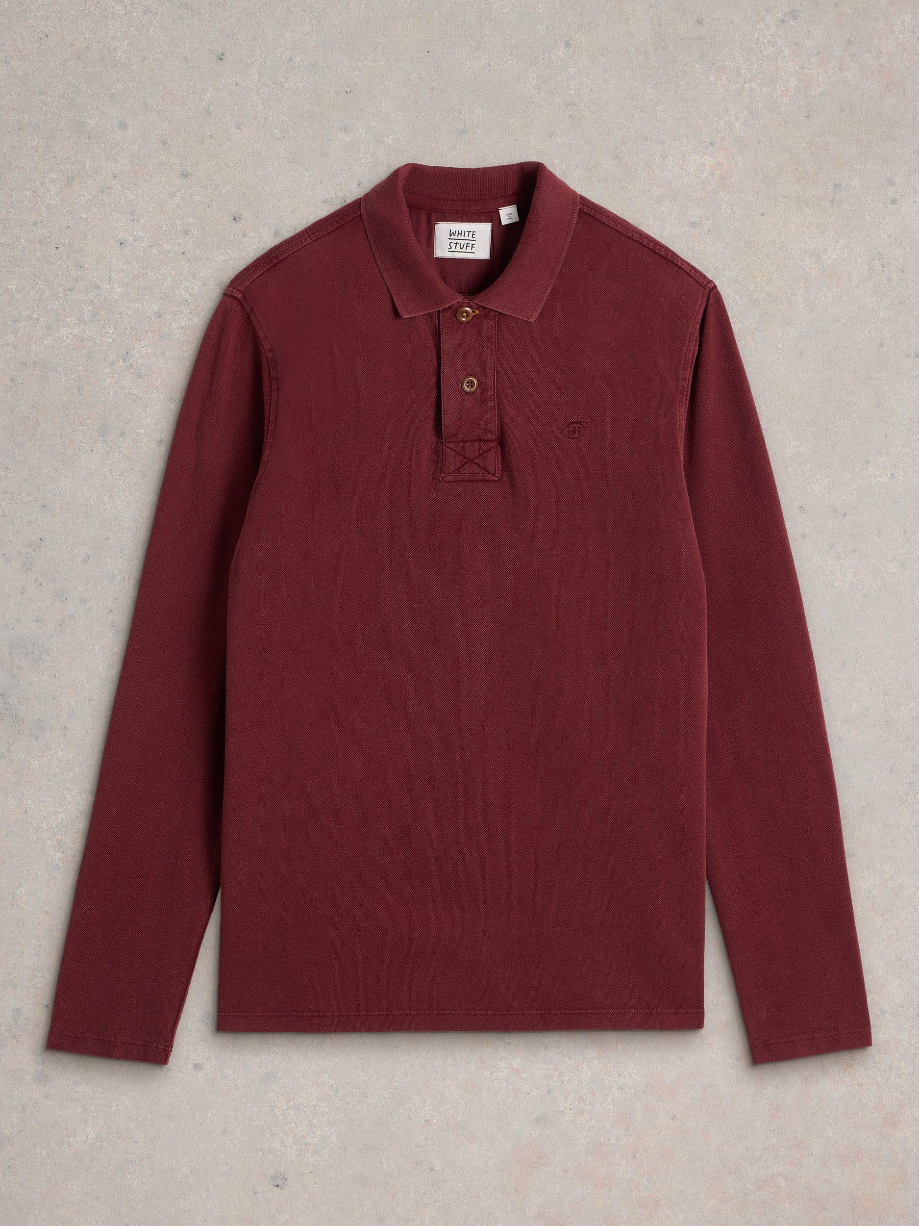 Product image 5 of 6, which shows White Stuff Long Sleeve Utility Polo Shirt, Plum, XXL