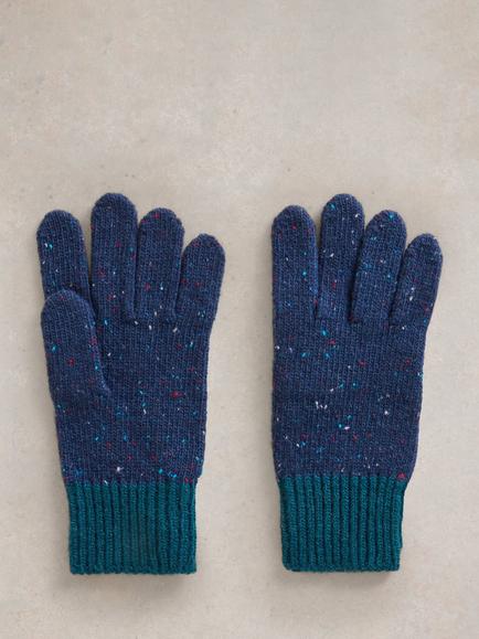 White Stuff Albie Knitted Gloves - view 2, Navy Multi
