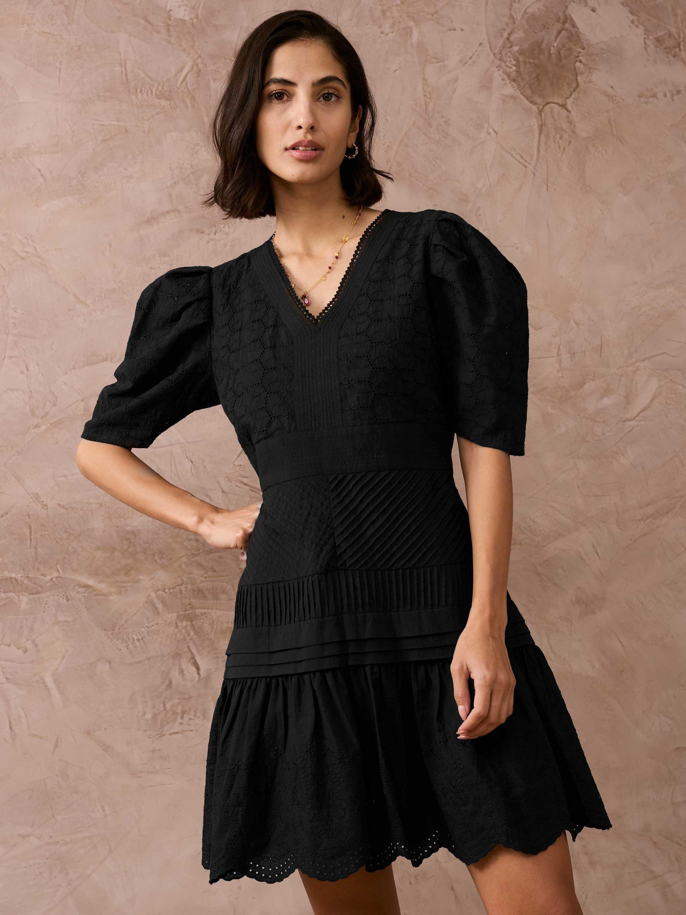 Brora Broderie Anglaise Organic Cotton Dress Black