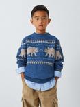 John Lewis Kids' Bear Knit Wool Blend Jumper, Blue