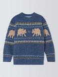 John Lewis Kids' Bear Knit Wool Blend Jumper, Blue