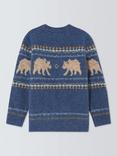 John Lewis Kids' Bear Knit Wool Blend Jumper, Blue