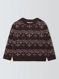 John Lewis Kids' Fair Isle Knit Jumper, Brown