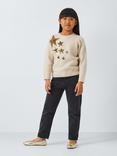 John Lewis Kids' Sequin Stars Knit Jumper, Oatmeal