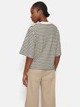 Jigsaw Textured Stripe Organic Cotton Top, Cream/Navy