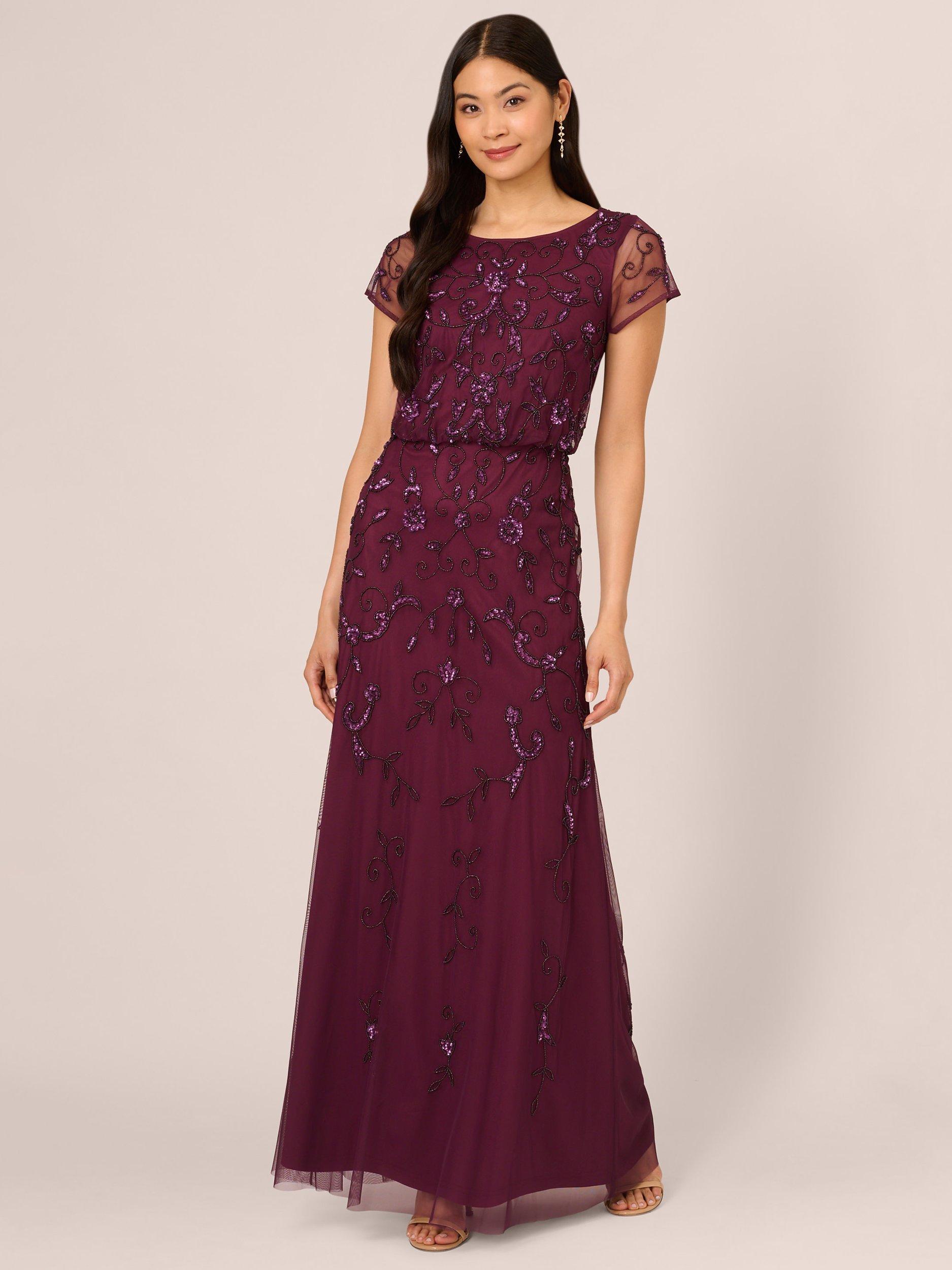 Adrianna Papell Studio Beaded Blouson Sleeve Maxi Dress