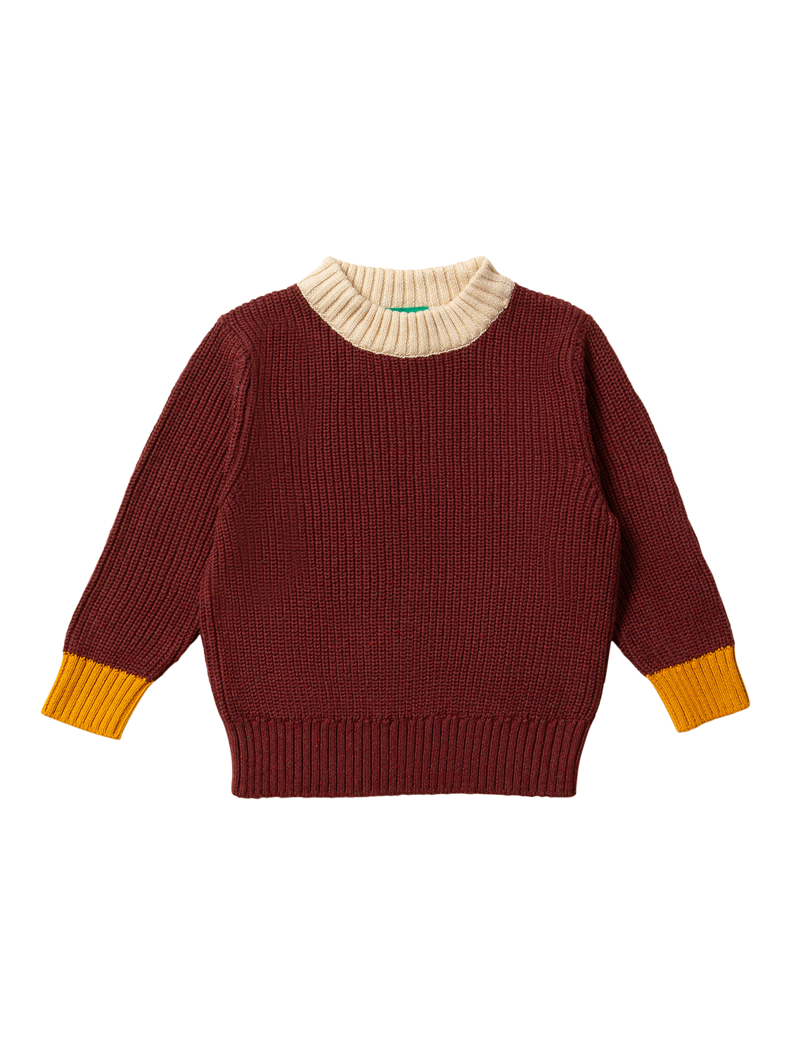 Little Green Radicals Baby Colour Block Knit Jumper, Hazelnut