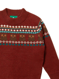 Little Green Radicals Baby Owl Fair Isle Knit Jumper, Brown