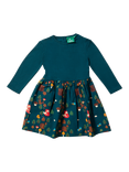 Little Green Radicals Baby Forest Long Sleeve Dress, Dark Green