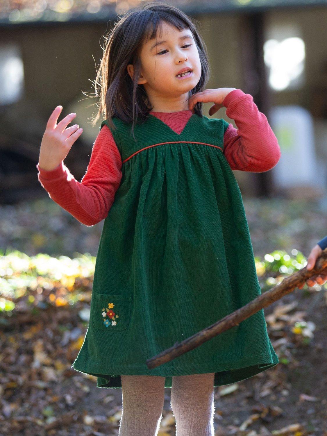 Green cord pinafore best sale