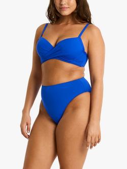 Sea Level Essentials Cross Front Moulded Underwire Bikini Top - view 2, Cobalt