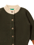 Little Green Radicals Baby Colour Block Knit Cardigan, Fern Green